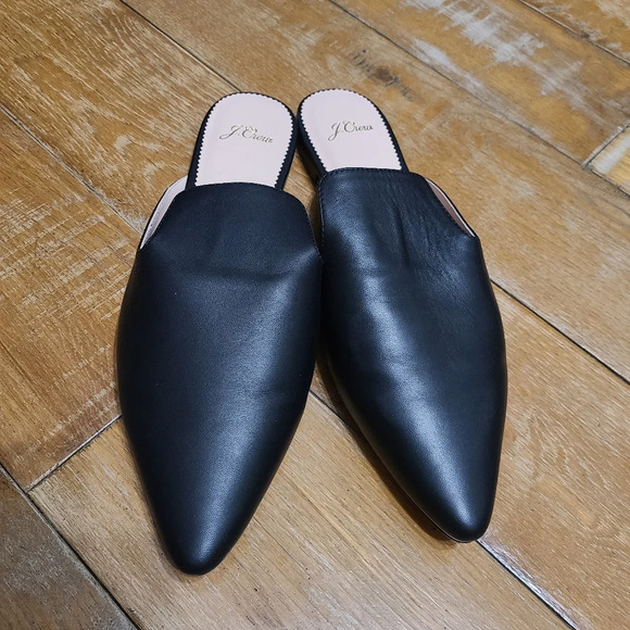 J. Crew Shoes - NWOT J.Crew Pointed Toe Black Leather Mules Size 10